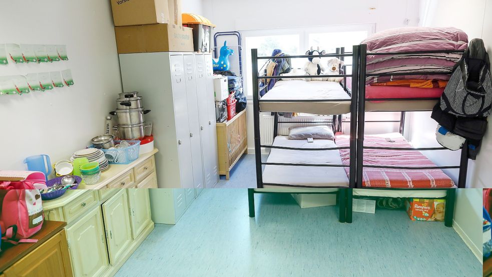 Noch immer gibt es in Deutschland im Schnitt rein rechnerisch jede Woche einen Übergriff auf ein Flüchtlingsheim. Das Archiv-Bild zeigt ein Zimmer im Containerdorf Melle-Riemsloh, das von Flüchtlingsfamilien bewohnt wird Foto: David Ebener