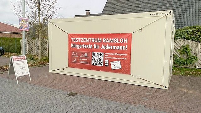 Seit 21. November bietet die TRAS Health GmbH in Ramsloh wieder Corona-Bürgertests in Ramsloh an. Das Testzentrum steht auf dem Parkplatz des Markant-Markts. Ab Sonnabend, 11. Dezember, soll es auch in Scharrel ein Testzentrum geben. Es wird neben dem Sauna- und Therapiezentrum am Krähenweg 2-4 stehen. Foto: privat