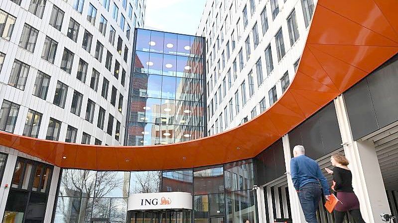 Die Zentrale der ING Deutschland, eine Tochter der niederländischen ING Groep, in Frankfurt. Foto: Arne Dedert/dpa