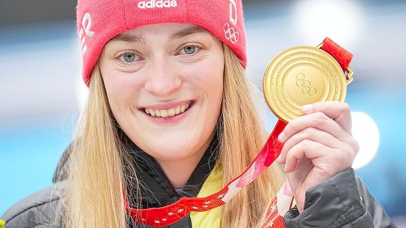 Hannah Neise gewann die Goldmedaille im Skeleton. Foto: Michael Kappeler/dpa-Zentralbild/dpa