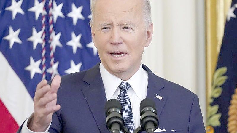 Präsident Joe Biden im East Room des Weißen Hauses. Foto: Patrick Semansky/AP/dpa