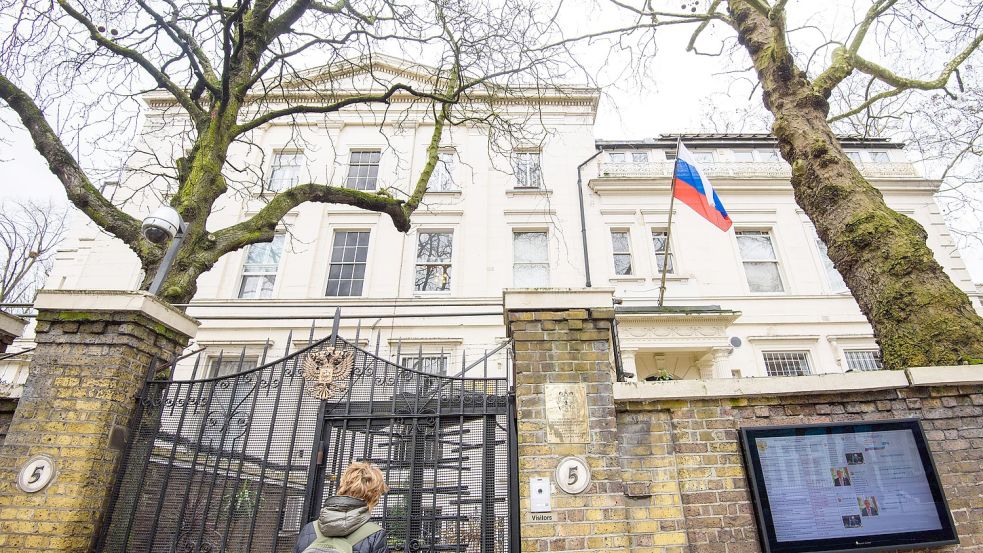 Die russische Botschaft in London liegt in der exklusiven Gegend am Kensington Palace Gardens. Foto: imago images/PA Images