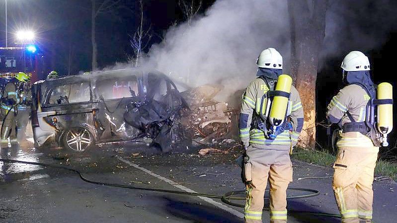 Laut Polizei waren drei junge Männer in einem Lieferwagen in einer Kurve von der Straße abgekommen und gegen einen Baum geprallt. Foto: Christof Schmoll/dpa