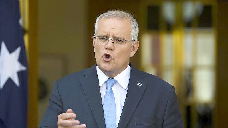 Australiens Premierminister Scott Morrison kündigt Wahlen am 21. Mai an. Foto: Lukas Coch/AAP/dpa