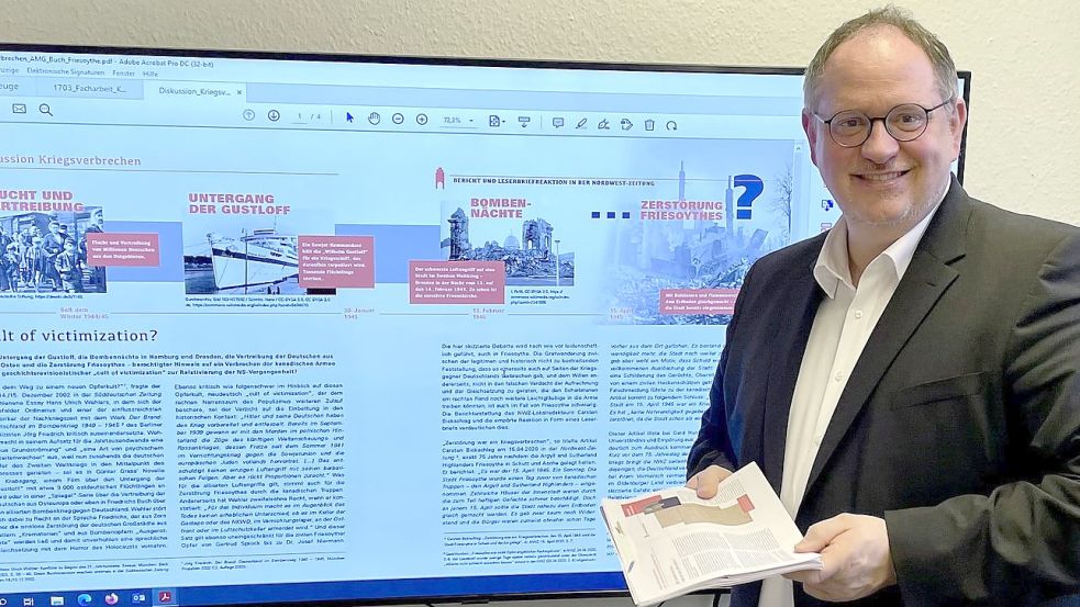 Fast fertig: In diesem Monat will Peter Stelter die Textarbeit an seinem Buch über die Zerstörung Friesoythes beendet haben. Das Layout ist in seinen Grundlagen bereits fertig. Foto: Stix