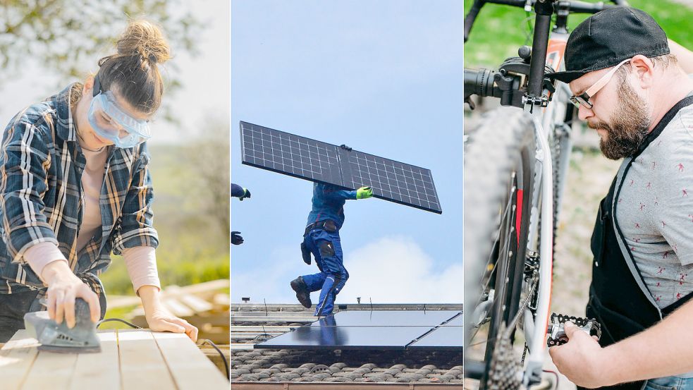 Ein Jahr im Handwerk – welche Branche würde Dich am meisten interessieren? Foto: Imago images (3)/Addictive Stock, Christine Roth, Panthermedia (Symbolbild)