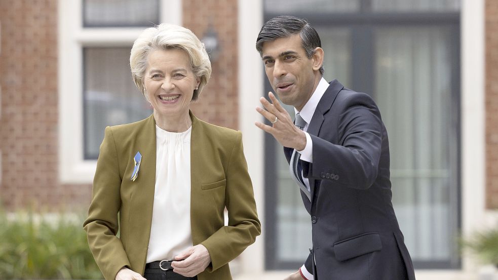 Wegweisendes Treffen: EU-Kommissionschefin Ursula von der Leyen und der britische Premier Rishi Sunak. Foto: picture alliance/dpa/Pool Getty Images/Dan Kitwood