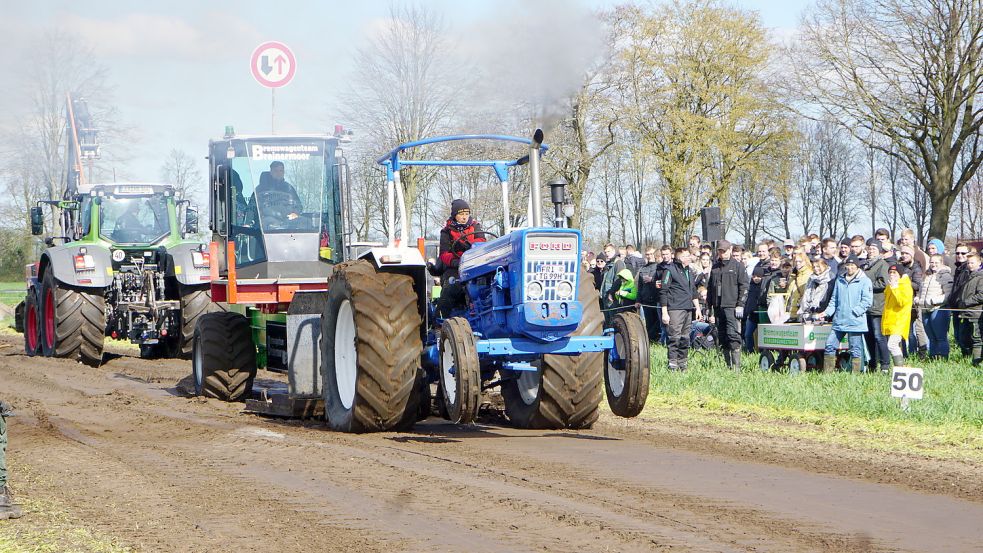 Viele Schaulustige waren am Sonntag beim siebten Treckertreck in Breinermoor, um das Kräftemessen der Maschienen mitzuerleben. Foto: Hagewiesche