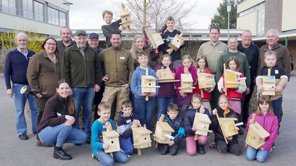 Die Kinder bauten mithilfe des Hegerings Overledingen Nistkästen. Foto: privat