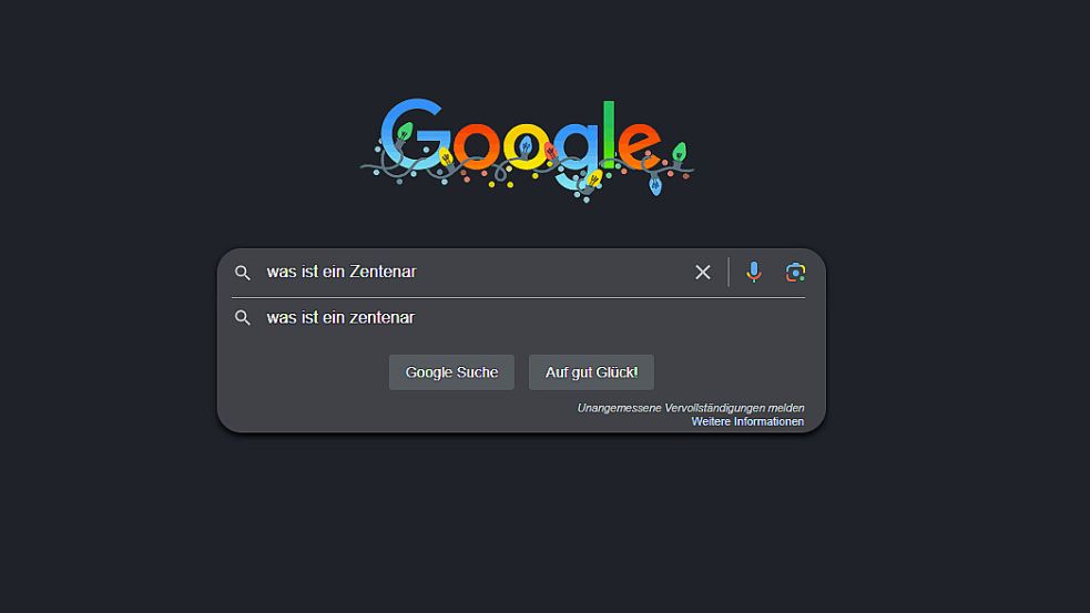 In der Google Suche wurden 2023 spannende Anfragen gestellt, wie diese: Was ist ein Zentenar? Foto: NOZ