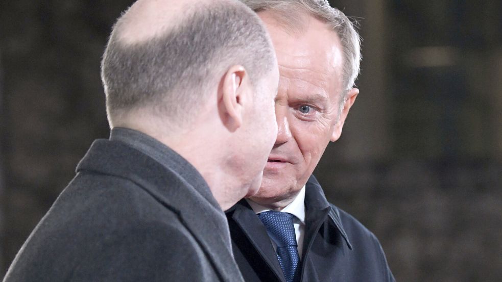 Antrittsbesuch in Berlin: Polens Premier Donald Tusk und Bundeskanzler Olaf Scholz wollen an vergangene Zeiten anknüpfen. Foto: dpa/Kay Nietfeld