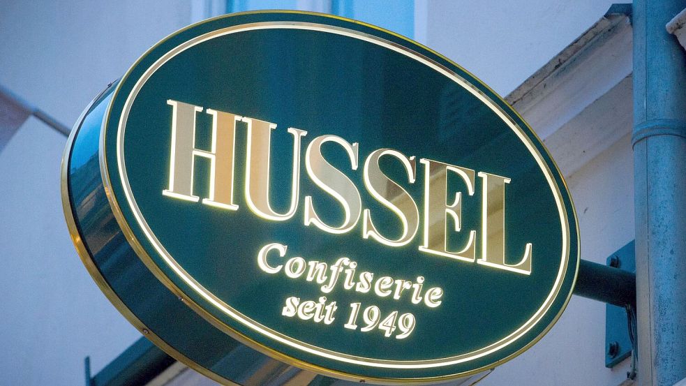 Das Logo der Confiserie „Hussel“. Foto: Stefan Sauer/dpa-Zentralbild/dpa