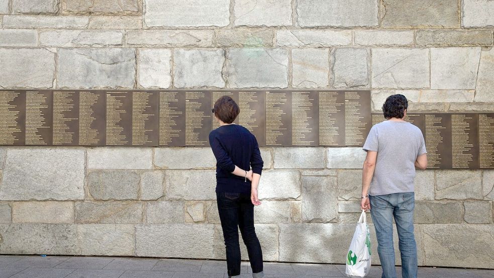 Die Mur des Justes (Mauer der Gerechten) neben der Shoah-Gedenkstätte ist beschmiert worden. Foto: Etienne Laurent/dpa