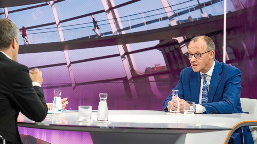 Hitzige Debatte bei Maybrit Illner: Wirtschaftsminister Robert Habeck (l) und CDU-Chef Friedrich Merz. Foto: ZDF/Jule Rohr