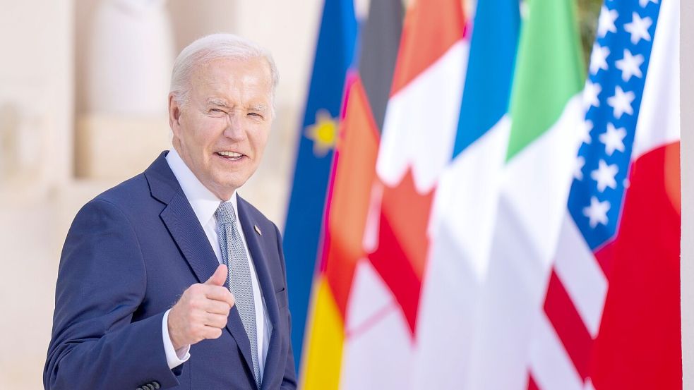 US-Präsident Joe Biden beim Gipfeltreffen der G7-Staaten in Italien. Foto: Michael Kappeler/dpa