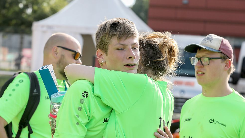 Nach dem 1500-Meter-Lauf, dem längsten Wettbewerb des Wochenendes, war die Erleichterung und die Freude groß. Foto: Hock