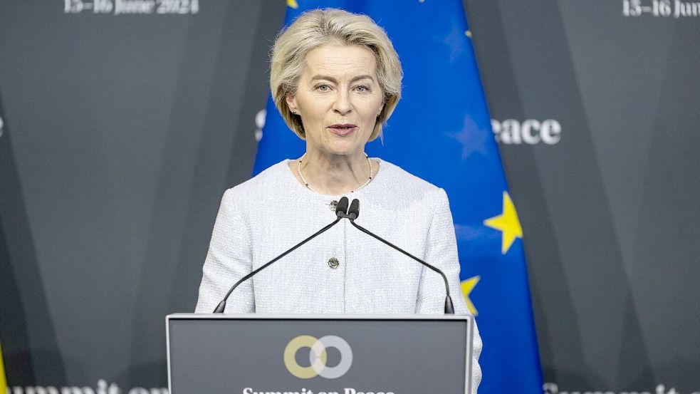 Ursula von der Leyen ist für eine zweite Amtszeit als Präsidentin der EU-Kommission nominiert. Foto: Alessandro Della Valle/KEYSTONE/EDA/POOL/dpa