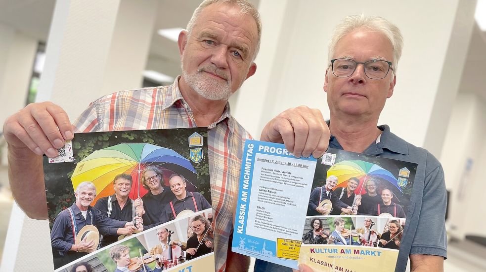 Theodor Voß (l.) und Helwig Weber hoffen auf viele Besucher bei „Klassik am Nachmittag“. Foto: Janßen