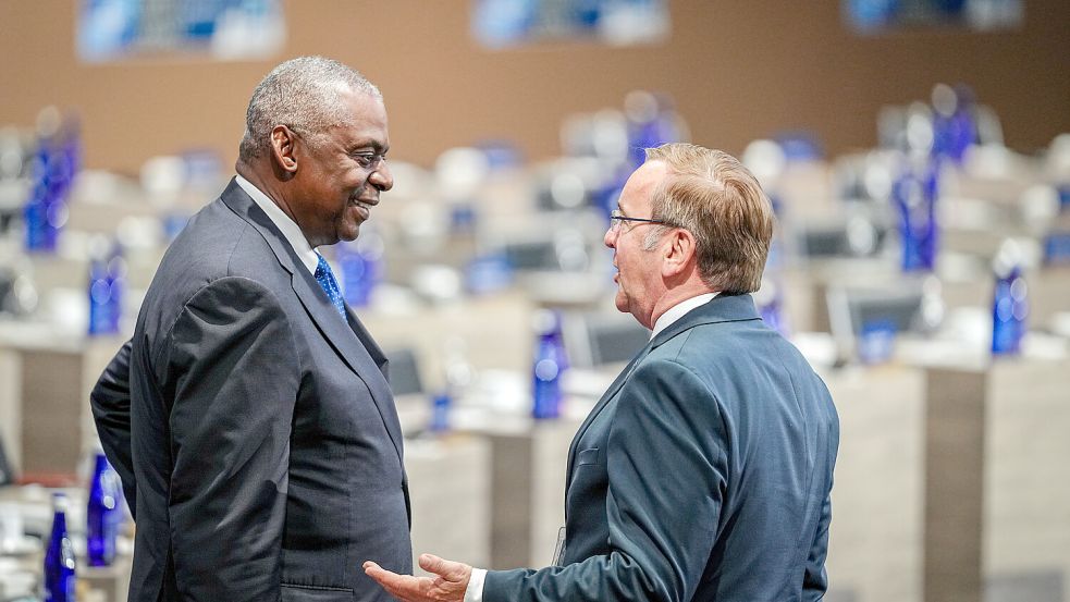 Auf dem Nato-Gipfel: US-Verteidigungsminister Lloyd Austin und Boris Pistorius. Foto: dpa/Kay Nietfeld