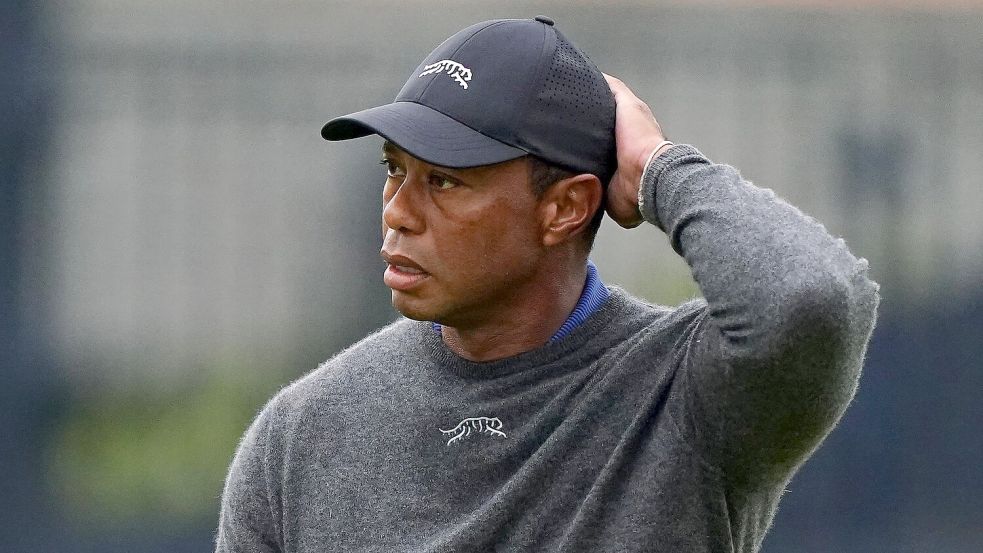 Konnte mit dem ersten Tag der British Open nicht zufrieden sein: Tiger Woods. Foto: Zac Goodwin/PA Wire/dpa