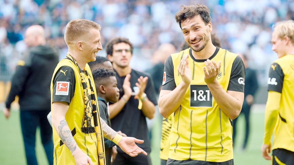 Die Zukunft der ehemaligen BVB-Profis Marco Reus und Mats Hummels ist weiterhin ungeklärt. Foto: Bernd Thissen/dpa