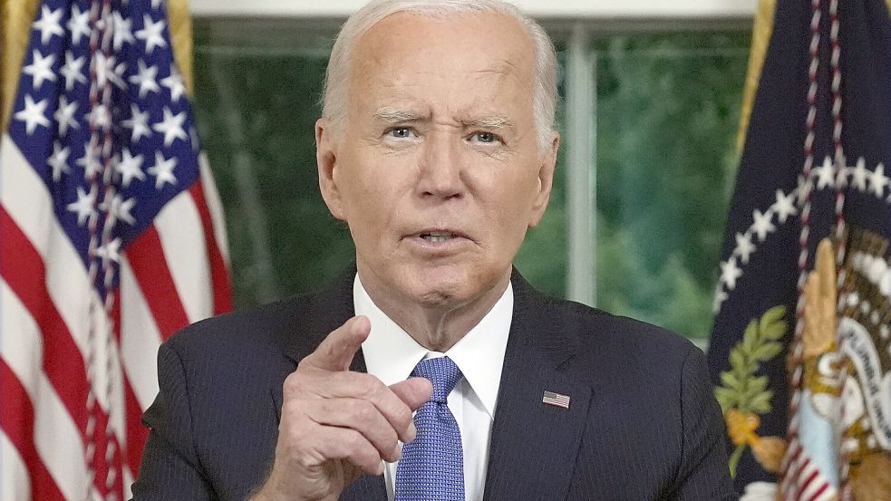 „Nichts darf der Rettung unserer Demokratie im Weg stehen“: US-Präsident Joe Biden bei seiner Rückzugsrede an die Nation. Foto: picture alliance/dpa/AP Pool/Evan Vucci