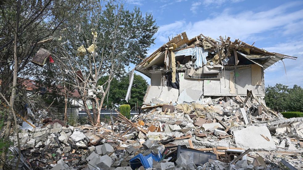 Ein Trümmerfeld bleibt nach der Hausexplosion in Memmingen Foto: Stefan Puchner/dpa