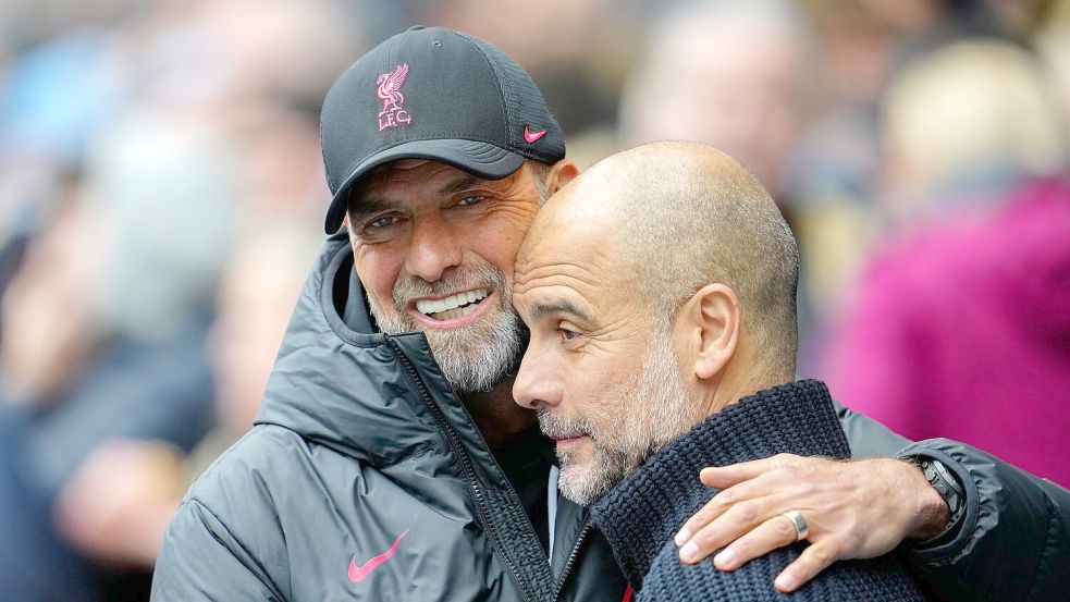 Klopp und Pep Guardiola dürften so schnell kein Duell mehr haben. Foto: Jon Super/AP/dpa