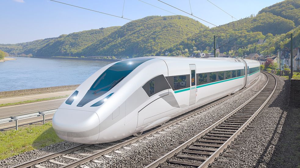 Siemens zeigt seinen neuen Hochgeschwindigkeitszug „Velaro Novo“ in einer Illustration. Foto: dpa/Siemens AG