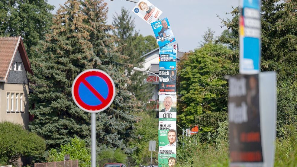 Der Wahlkampf läuft auch Hochtouren. In drei Wochen wird in Sachsen und Thüringen gewählt. (Archivbild) Foto: Hendrik Schmidt/dpa