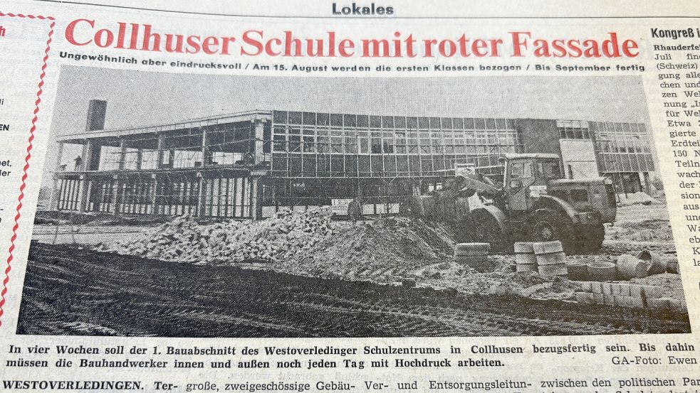 In der Ausgabe vom 17. Juli 1974 wird über den Neubau der Collhuser Schuler berichtet. Foto: Ammermann