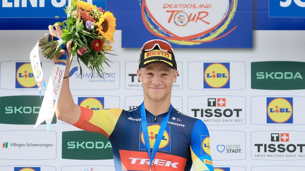 Jonathan Milan hat den Prolog der Deutschland Tour gewonnen. Foto: Karl-Josef Hildenbrand/dpa