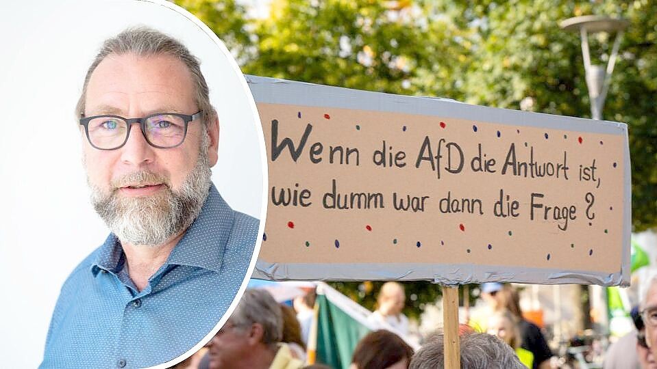 Gar nicht dumm: Die AfD könnte in Ostdeutschland gerade deshalb erfolgreich sein, weil ihr die Wähler die Erschütterung erstarrter Verhältnisse zutraue, glaubt der langjährige Chefredakteur Michael Seidel. Foto: IMAGO, Michael Bihlmayer / Volker Bohlmann, SVZ; Collage: Ebert