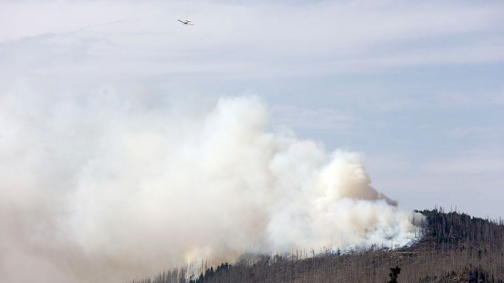 Vor zwei Jahren hatte der Landkreis Harz den Katastrophenfall wegen eines Brandes am Brocken ausgerufen - jetzt ist dort wieder ein Feuer ausgebrochen. Foto: Matthias Bein/dpa