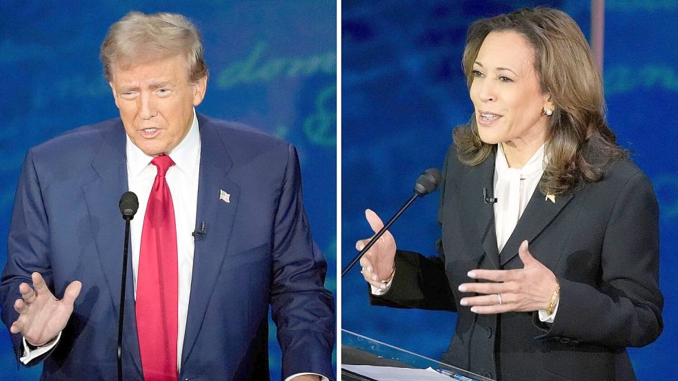 Donald Trump und Kamala Harris schenkten sich auf der Bühne beim TV-Duell nichts. Foto: Alex Brandon/AP/dpa