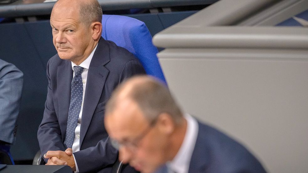 Sowohl Friedrich Merz als auch Olaf Scholz haben keine guten Umfragewerte. Foto: dpa/Michael Kappeler