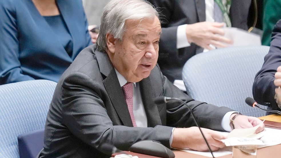 UN-Chef Guterres warnt vor einem Flächenbrand. (Archivbild) Foto: Seth Wenig/AP