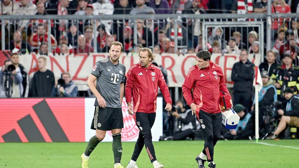 Gegen Leverkusen musste Harry Kane vorzeitig raus. Foto: Lukas Barth-Tuttas/dpa