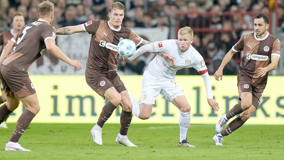 Matchwinner gegen St. Pauli: Mainz-Stürmer Jonathan Burkardt Foto: Marcus Brandt/dpa