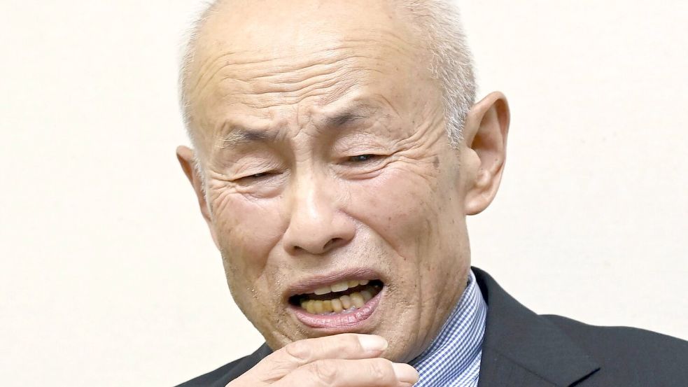 Tomoyuki Minomaki, Präsident von Nihon Hidankyo , gehört zu den Zehntausenden Überlebenden der Atombombenabwürfe über Japan. Foto: Moe Sasaki/Kyodo News/AP/dpa