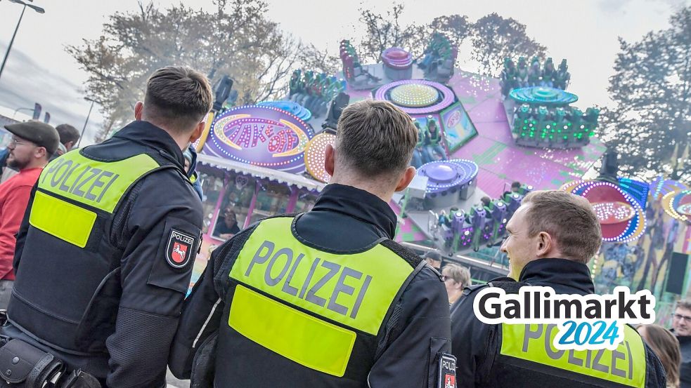 Die Polizei ist durchgängig auf dem Gallimarkt vor Ort, um für Sicherheit zu sorgen. Foto: Ortgies