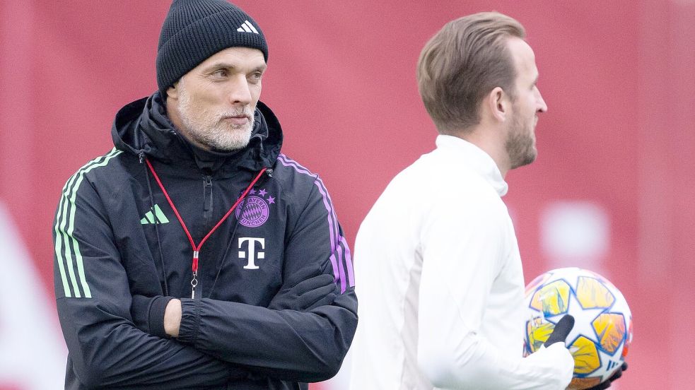 Ein Wiedersehen gibt es nun bei den Three Lions für Thomas Tuchel (l) mit Harry Kane. Foto: Sven Hoppe/dpa