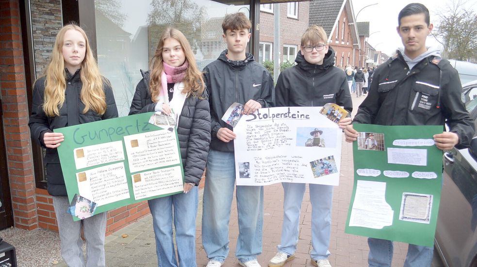 Die Schüler hatten auch Plakate vorbereitet. Foto: Weers