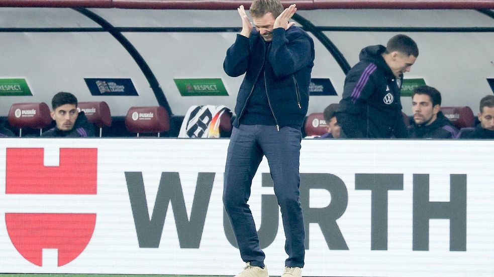 Bundestrainer Julian Nagelsmann sah einen anderen Spielverlauf als am Samstag beim berauschenden 7:0. Foto: Christian Charisius/dpa