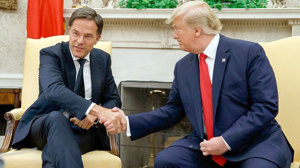 Als niederländischer Regierungschef traf Rutte Trump bereits häufiger. (Archivbild zur Illustration) Foto: Alex Brandon/AP/dpa