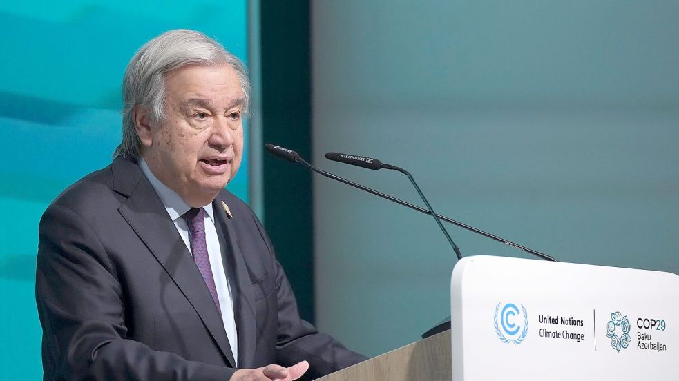 UN-Chef Guterres fand mahnende Worte: „Zusagen müssen schnell zu Bargeld werden.“ Foto: Peter Dejong/AP