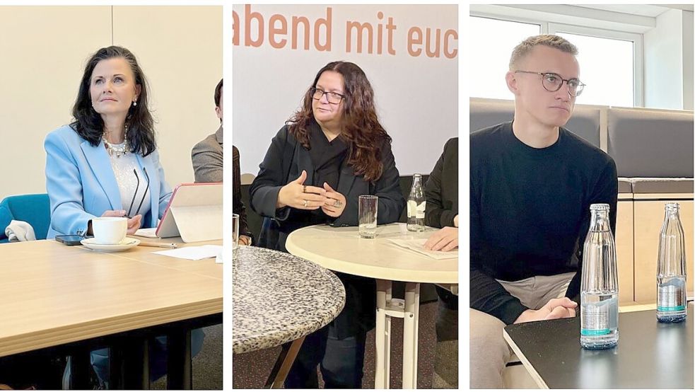 Die Abgeordneten Gitta Connemann (links), Anja Troff-Schaffarzyk und Julian Pahlke sind in ihrem Wahlkreis unterwegs. Foto: Nording