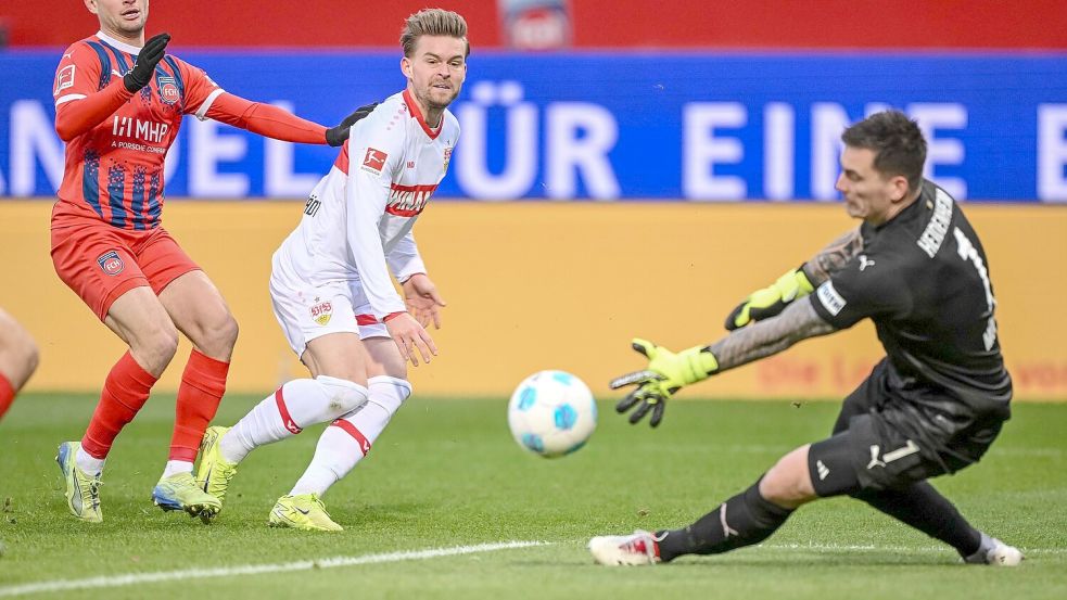 Maximilian Mittelstädt ist Torschütze für den VfB in Heidenheim. Foto: Harry Langer/dpa