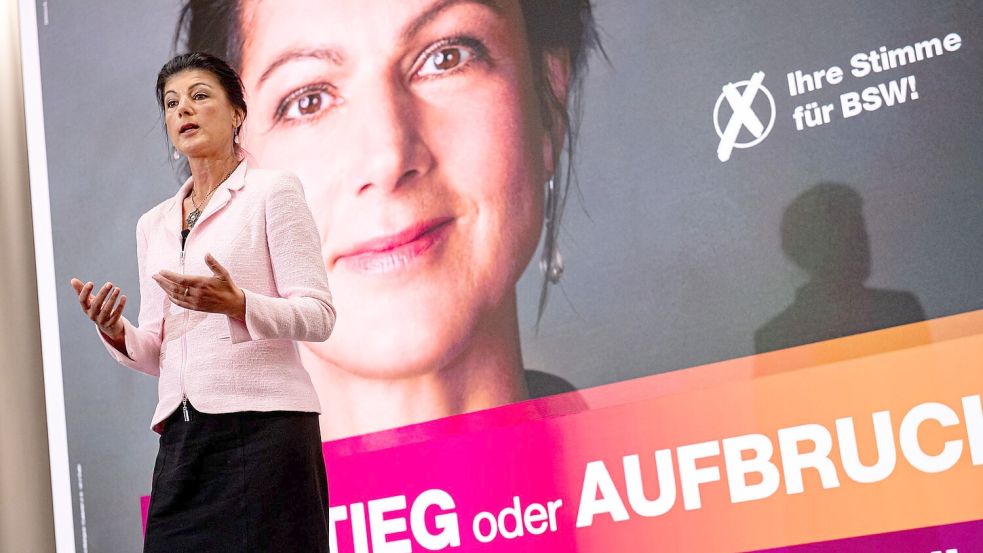 Sahra Wagenknecht ist das Gesicht ihrer jungen Partei BSW - vor allem im Wahlkampf (Archivbild). Foto: Fabian Sommer/dpa