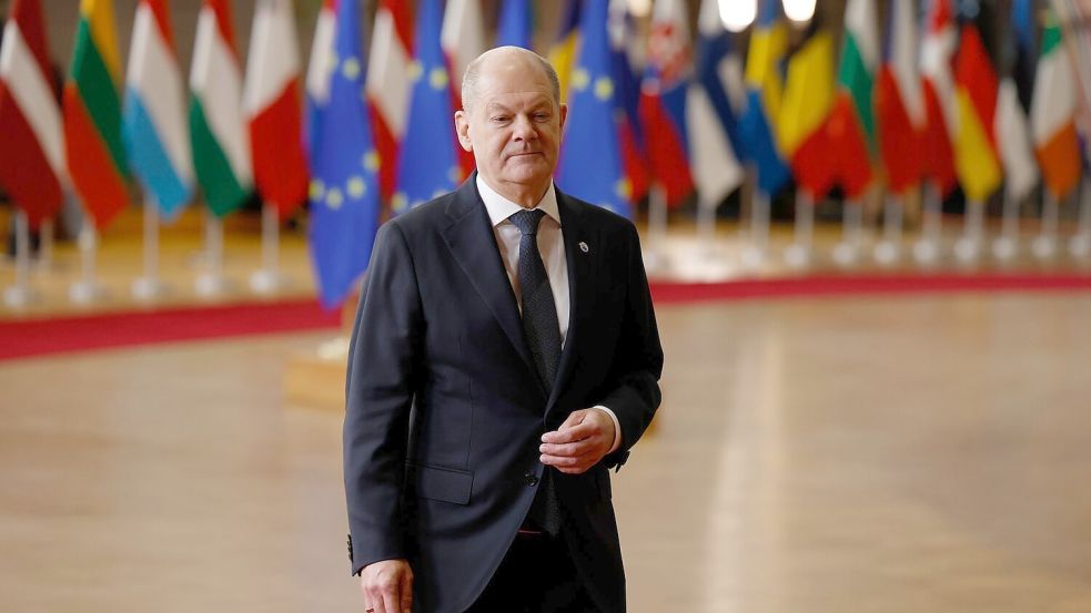 Für Bundeskanzler Scholz muss die EU-Kommission einen Weg finden, dass Strafzahlungen nicht die Liquidität der Unternehmen beeinträchtigt. Foto: Geert Vanden Wijngaert/AP/dpa